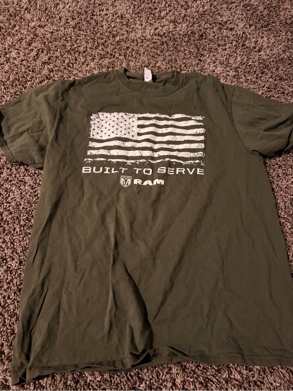 Built to Serve Dodge Ram Olive Green Graphic Tee - Men